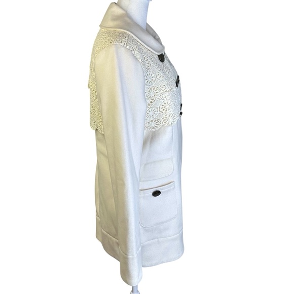 Gentle Fawn Cream Lace-Detail Pea Coat Size S - Picture 6 of 12